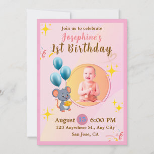Cartes d'invitation d'anniversaire pour fille mign