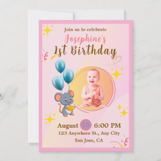 Cartes d'invitation d'anniversaire pour fille mign