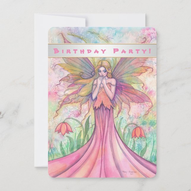 Cartes d'invitation d'anniversaire pour filles ros (Dos)