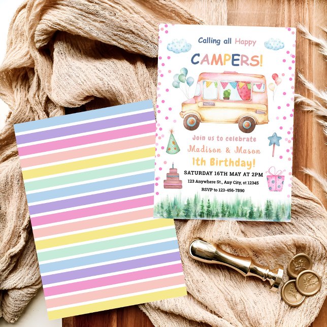 Cartes d'invitation d'anniversaire pour jumeaux fi (Créateur téléchargé)