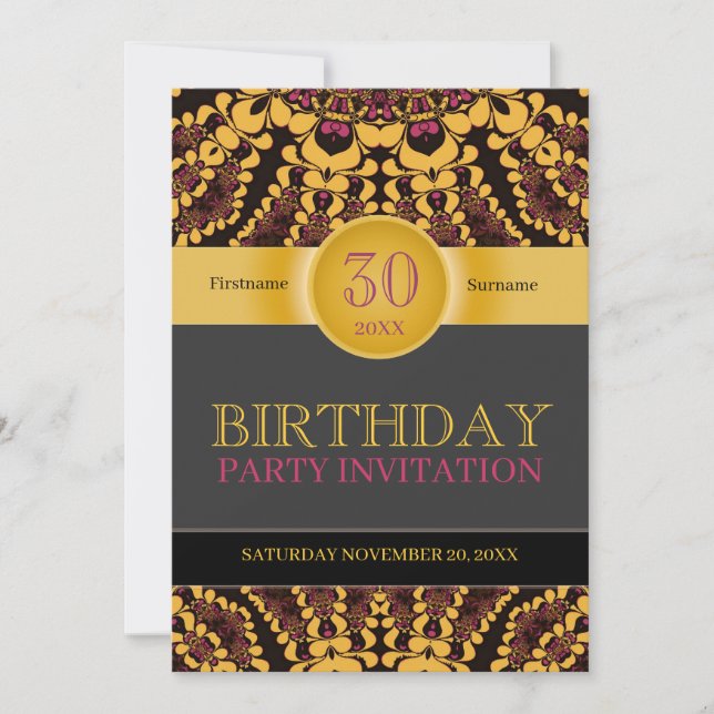 Cartes d'invitation d'anniversaire pour la célébra (Devant)