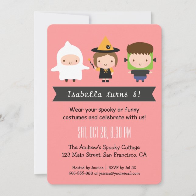 Cartes d'invitation d'anniversaire pour la fête d' (Devant)