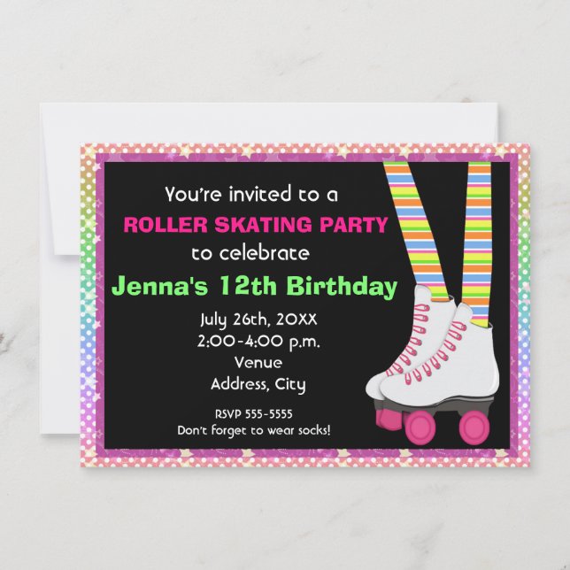 Cartes d'invitation d'anniversaire pour patin à ro (Devant)