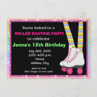 Cartes d'invitation d'anniversaire pour patin à ro
