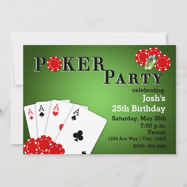 Cartes d'invitation d'anniversaire pour soirée de  (Devant)