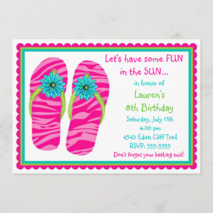 Cartes d'invitation d'anniversaire pour Tongs