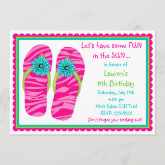 Cartes d'invitation d'anniversaire pour Tongs