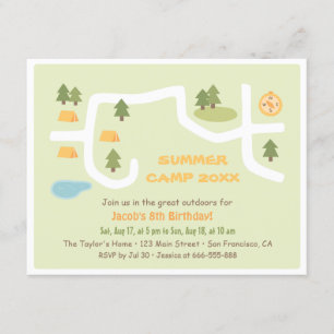 Cartes d'invitation d'anniversaire pour un camping