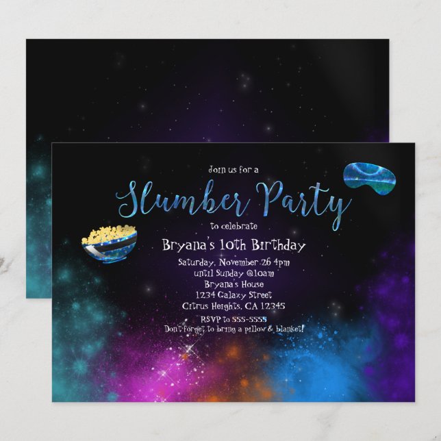Cartes d'invitation d'anniversaire pour une soirée (Devant / Derrière)