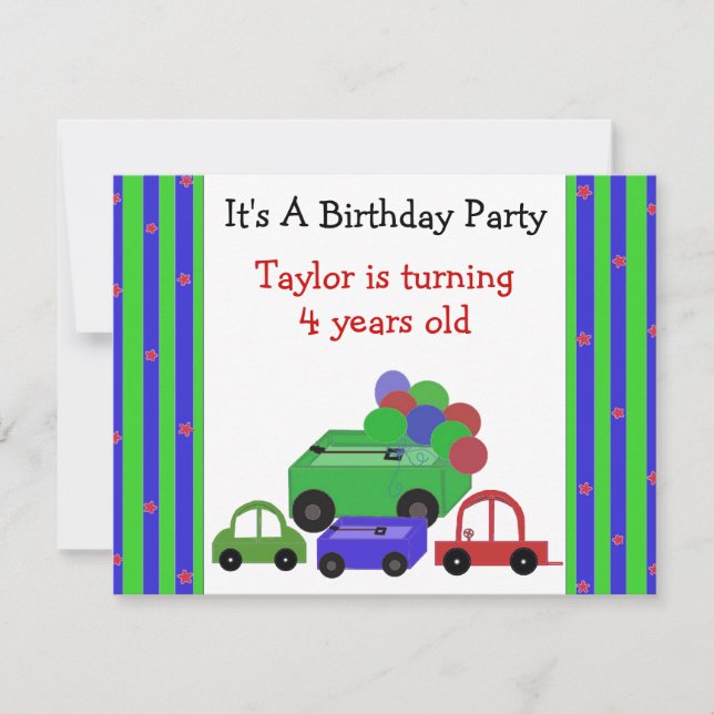 Cartes d'invitation d'anniversaire pour wagons, vo (Devant)
