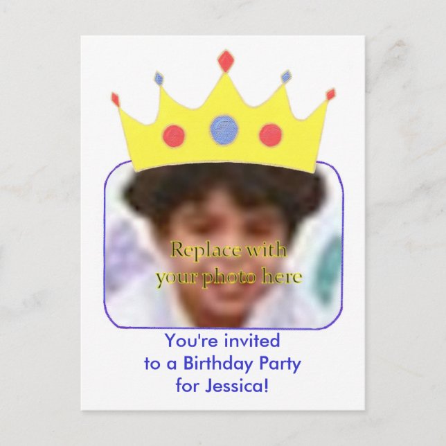 Cartes d'invitation d'anniversaire princesse modèl (Devant)