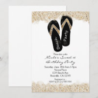 Cartes d'invitation d'anniversaire Sandy Flip Flop