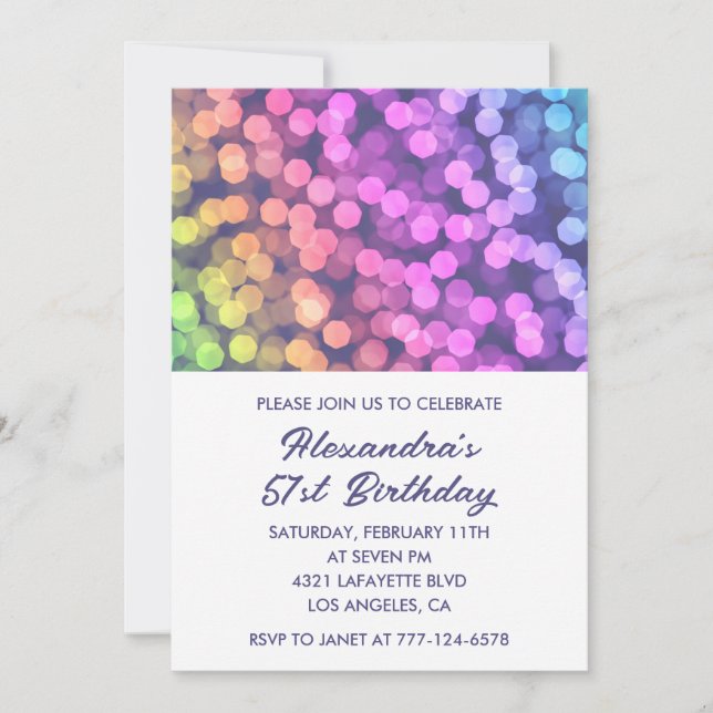 Cartes d'invitation d'anniversaire Simple Rainbow  (Devant)