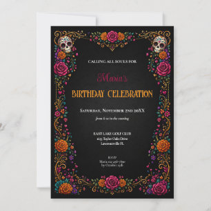 Cartes d'invitation d'anniversaire Tête de mort su