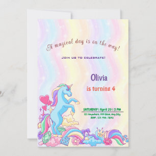 Cartes d'invitation d'anniversaire Unicorn personn