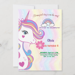 Cartes d'invitation d'anniversaire Unicorn personn