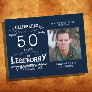 Cartes d'invitation d'anniversaire vintage bleues 