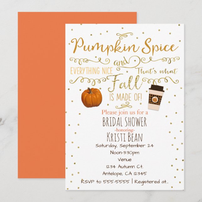 Cartes d'invitation d'automne au parfum de citroui (Devant / Derrière)
