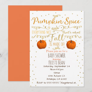 Cartes d'invitation d'automne au pumpkin spice et 