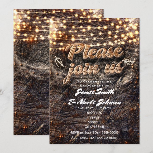 Cartes d'invitation d'automne en bois d'écorce rus (Devant / Derrière)