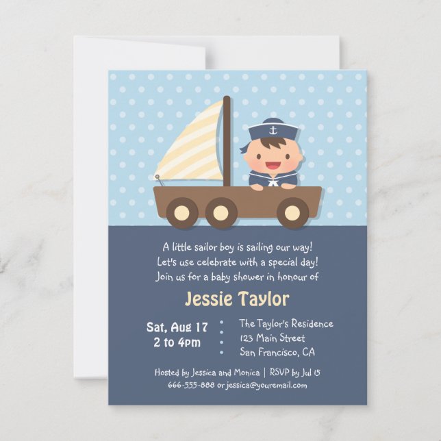 Cartes d'invitation de baby shower nautiques pour  (Devant)