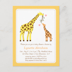 Cartes d'invitation de baby shower pour girafe col