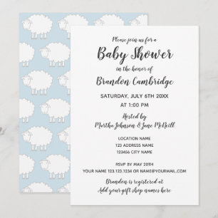 Cartes d'invitation de baby shower pour un agneau 