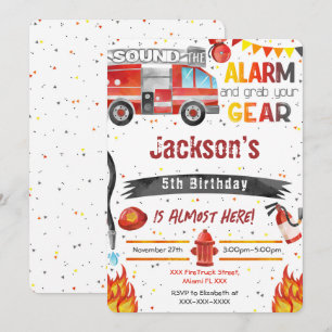 Cartes d'invitation de camion de pompiers