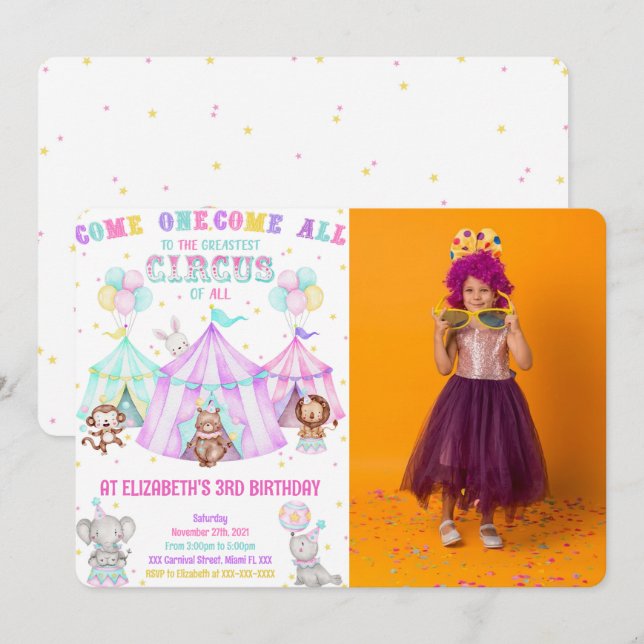 Cartes d'invitation de carnaval modifiables avec p (Devant / Derrière)
