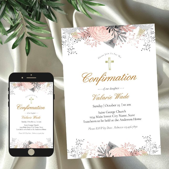 Cartes d'invitation de confirmation pour filles à  (Créateur téléchargé)