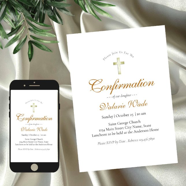 Cartes d'invitation de confirmation pour filles mi (Créateur téléchargé)