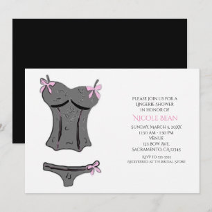 Cartes d'invitation de douche de lingerie moderne 