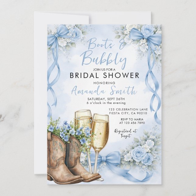 Cartes d'invitation de douche de mariage poussiére (Devant)