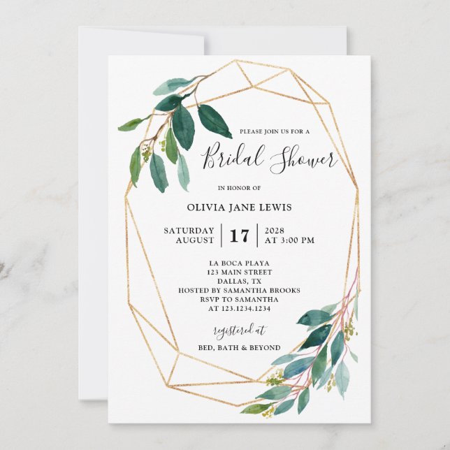Cartes d'invitation de douche de mariée à la gouac (Devant)