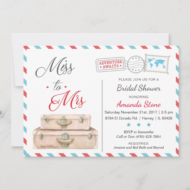 Cartes d'invitation de douche de mariée de compagn (Devant)