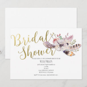 Cartes d'invitation de douche de mariée florale bl