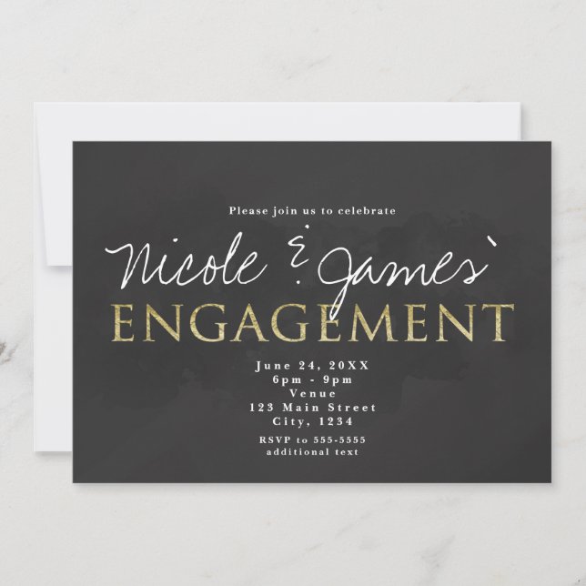 Cartes d'invitation de douche d'engagement gris fo (Devant)