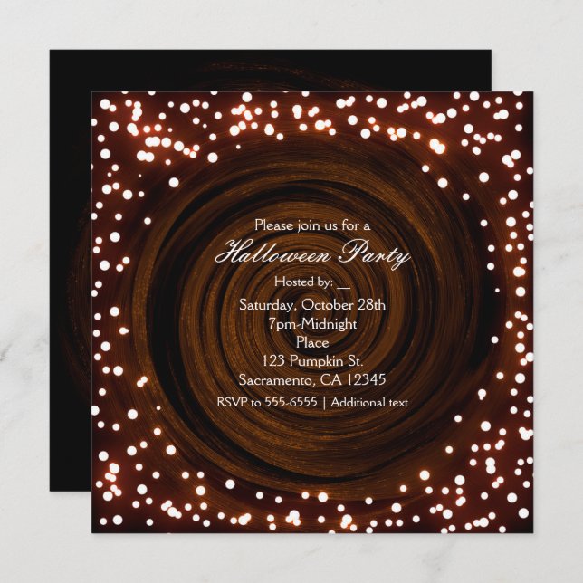 Cartes d'invitation de fête avec lumières Hallowee (Devant / Derrière)