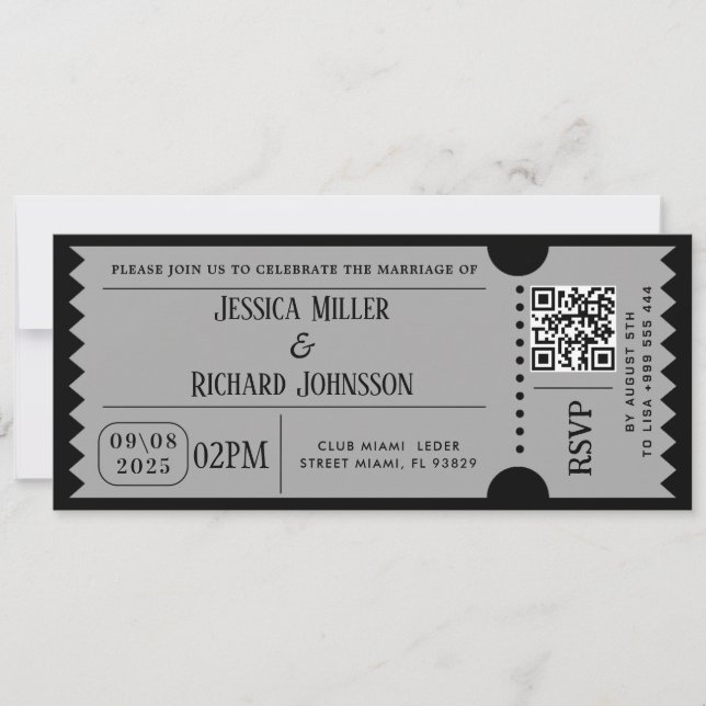 Cartes d'invitation de fête Black And Wait (Devant)