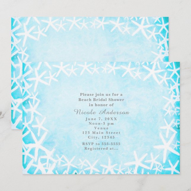 Cartes d'invitation de fête Bleu Aqua Étoile de me (Devant / Derrière)