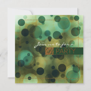 Cartes d'invitation de fête Bokeh Glam vert et or