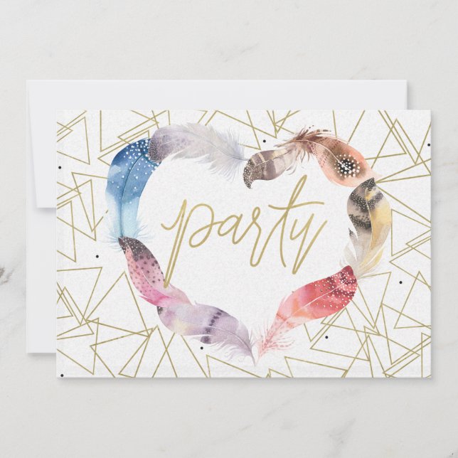 Cartes d'invitation de fête d'anniversaire à cœur  (Devant)