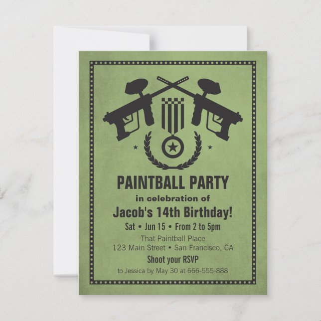 Cartes d'invitation de fête d'anniversaire à paint (Devant)