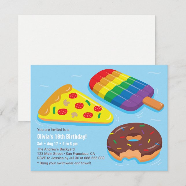 Cartes d'invitation de fête d'anniversaire avec ra (Devant / Derrière)