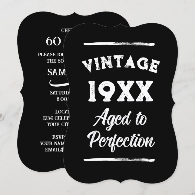 Cartes d'invitation de fête d'anniversaire de 60 a (Devant / Derrière)