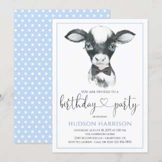 Cartes d'invitation de fête d'anniversaire de Cow