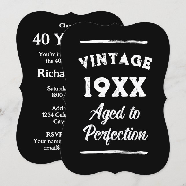 Cartes d'invitation de fête d'anniversaire de styl (Devant / Derrière)