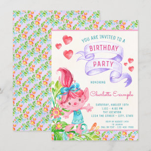 Cartes d'invitation de fête d'anniversaire de trol
