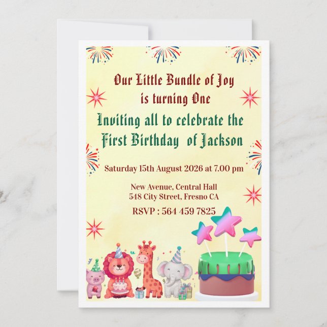Cartes d'invitation de fête d'anniversaire Jungle  (Devant)