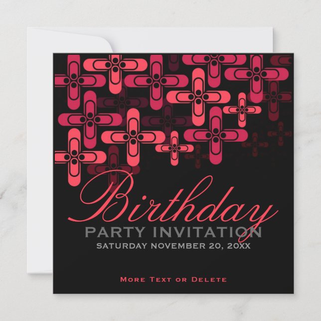 Cartes d'invitation de fête d'anniversaire moderne (Devant)